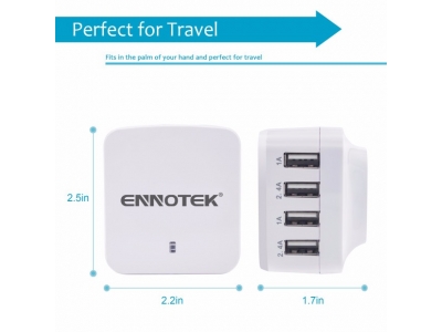 Ennotek 4-Port USB Travel Wall Charger (6.8 Amp)