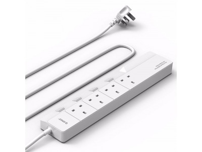 Ennotek 1.8 m 4-Way Individually Switched Surge Protected Extension Lead with 5 x 2.4A USB Charger Ports