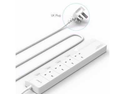 Ennotek 1.8 m 4-Way Individually Switched Surge Protected Extension Lead with 5 x 2.4A USB Charger Ports