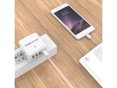 USB Charger - Ennotek® 34W 4-Port USB Wall Charger with Interchangeable UK / EU / US / AUS Plugs for Mobile Phones and Tablets including iPhone, iPad, Samsung Galaxy, and mo
